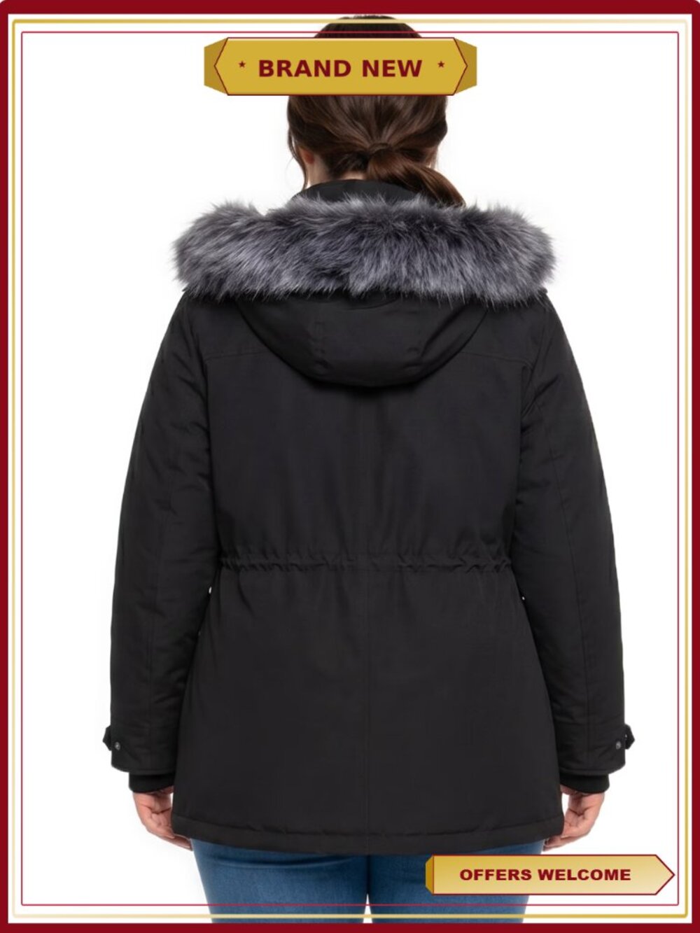 Plus Size Waterproof Quilted Hooded Puffer Parka Winter Coat - Picture 2 of 7